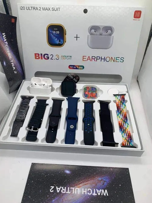 i20 Ultra Max SUIT 10 in 1 Set Smartwatch+ FREE TWS Earphone