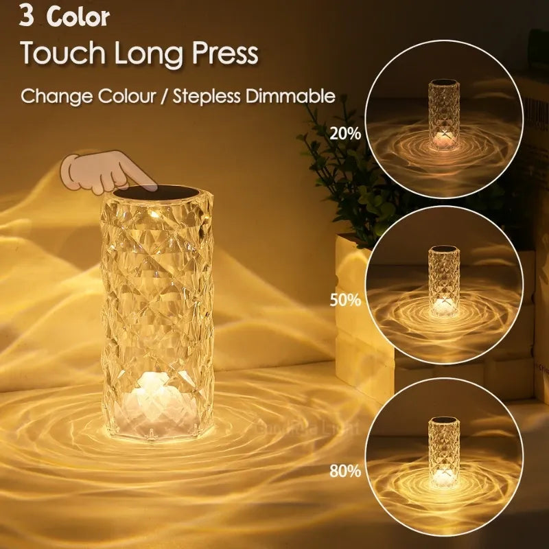 3/16 Colour LED Crystal Table Lamp-Rechargeable