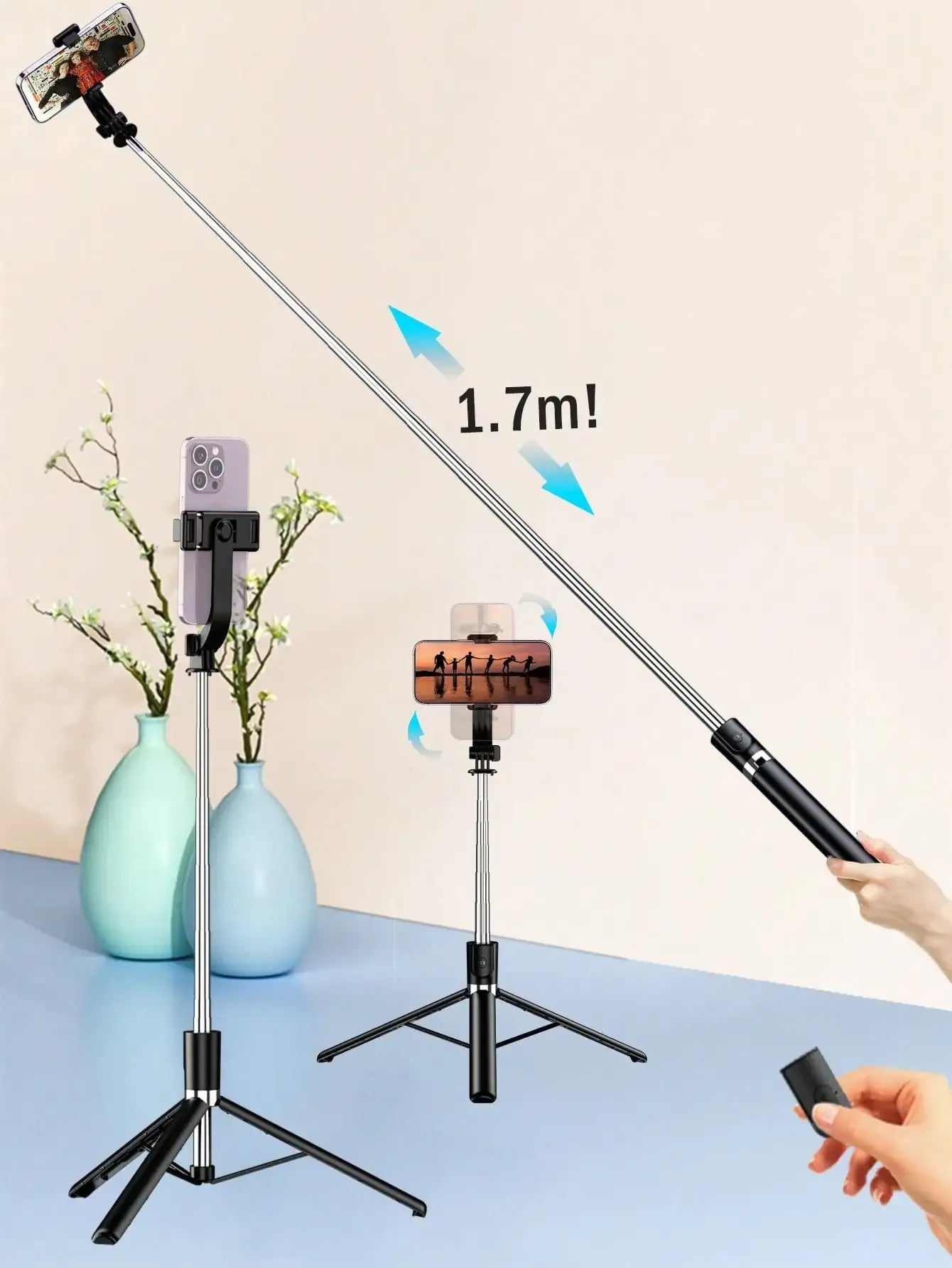 Bluetooth Wireless Selfie Stick Tripod Extendable With Flash Light-