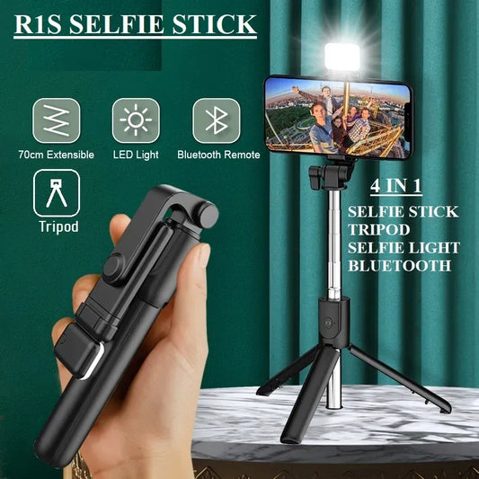 Bluetooth Wireless Selfie Stick Tripod Extendable With Flash Light-3 Feet